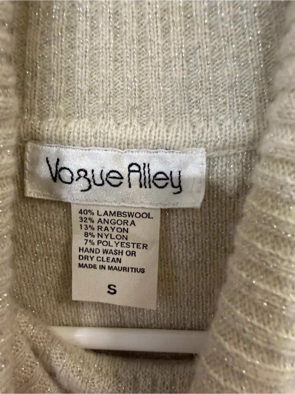 Vintage Vogue Alley Angora Lambswool Metallic Turtleneck Sweater Vest S